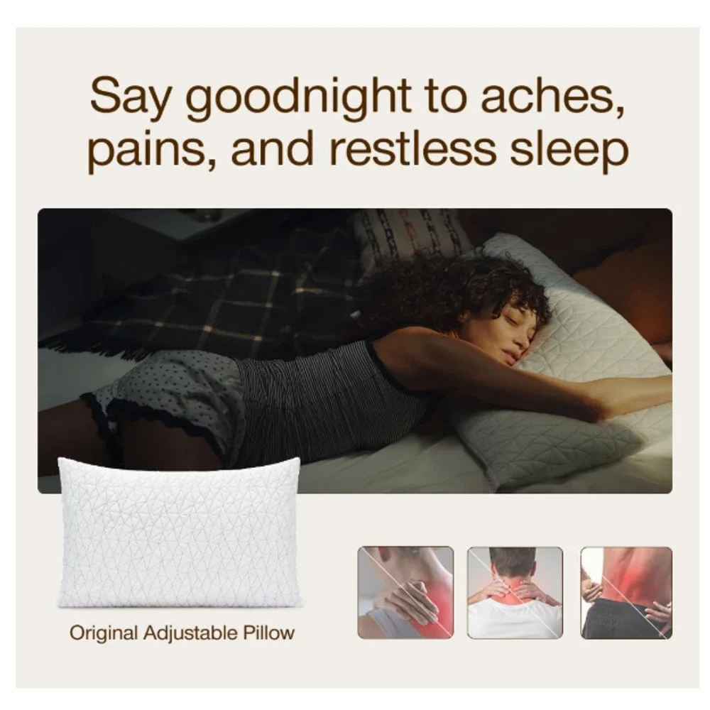 Coop Home Goods Premium Adjustable Pillow Cross Cut Memory Foam Fill Queen NEW